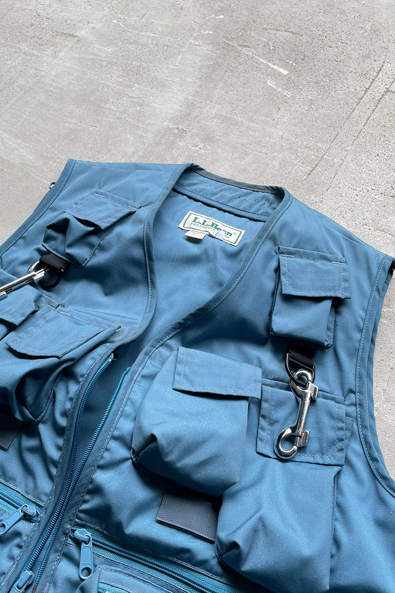 MADE IN USA 90'S PHOTOGRAPHER'S VEST / LIGHT BLUE [SIZE: L USED]