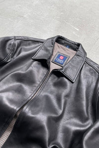 90'S LEATHER ZIP UP JACKET / BLACK [SIZE: XL USED]