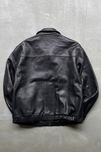 90'S LEATHER ZIP UP JACKET / BLACK [SIZE: XL USED]