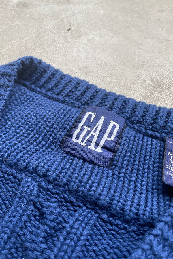 88-90'S V-NECK TILDEN COTTON SWEATER / NAVY [SIZE: S USED]