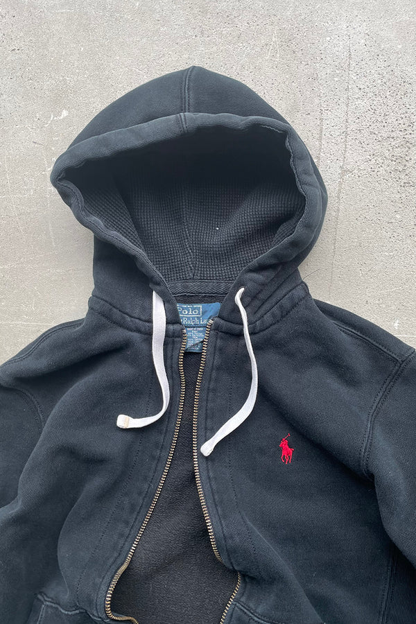90s ZIP SWEAT HOODIE / NAVY [SIZE: S USED]