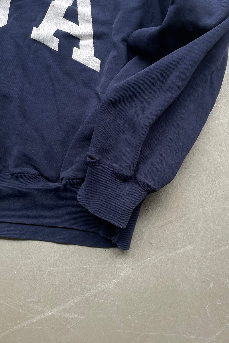 90'S HALF-ZIP SWEATSHIRT USA PRINT / NAVY [SIZE: L USED]