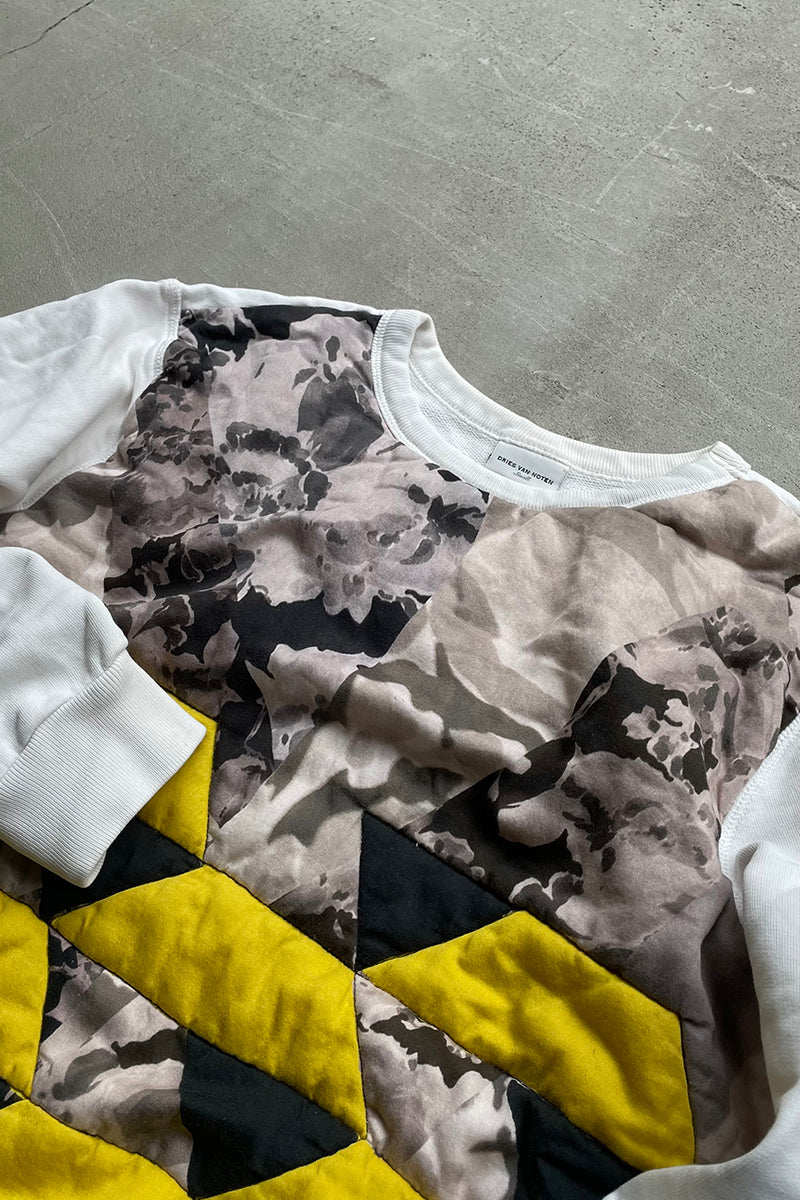 QUILTING SWITCH PATTERN SWEATSHIRT / PATTERN [SIZE: S USED]
