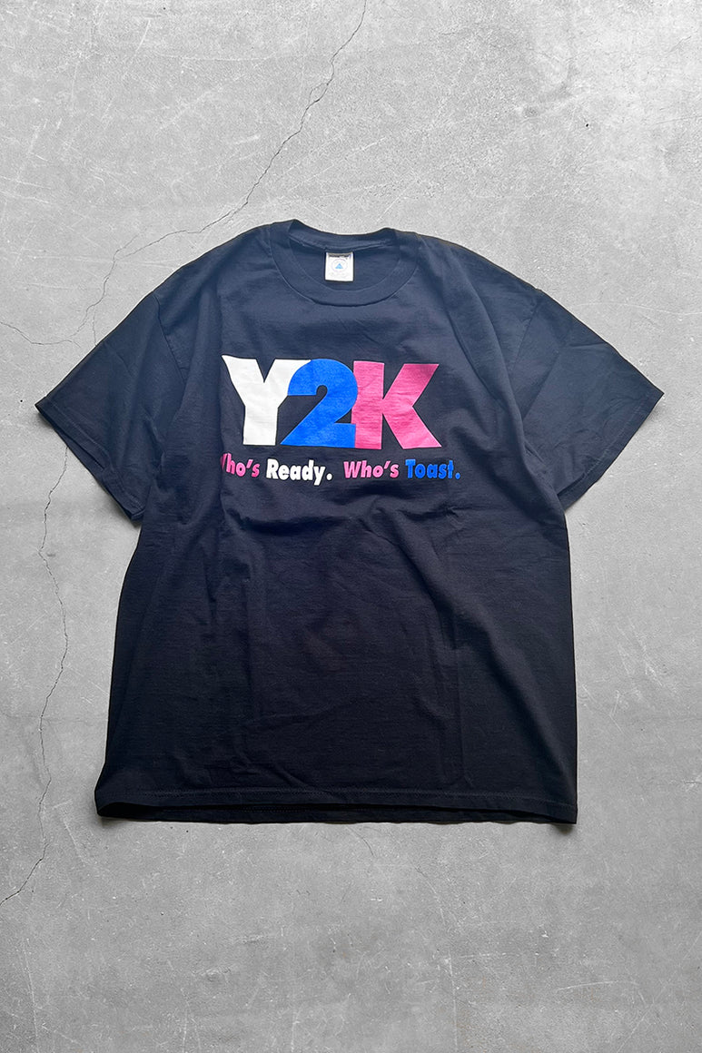 MADE IN USA 90'S Y2K MESSAGE T-SHIRT / BLACK [SIZE: L USED]