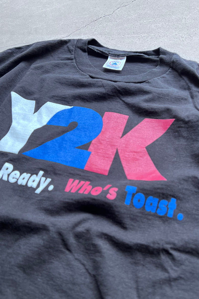 MADE IN USA 90'S Y2K MESSAGE T-SHIRT / BLACK [SIZE: L USED]
