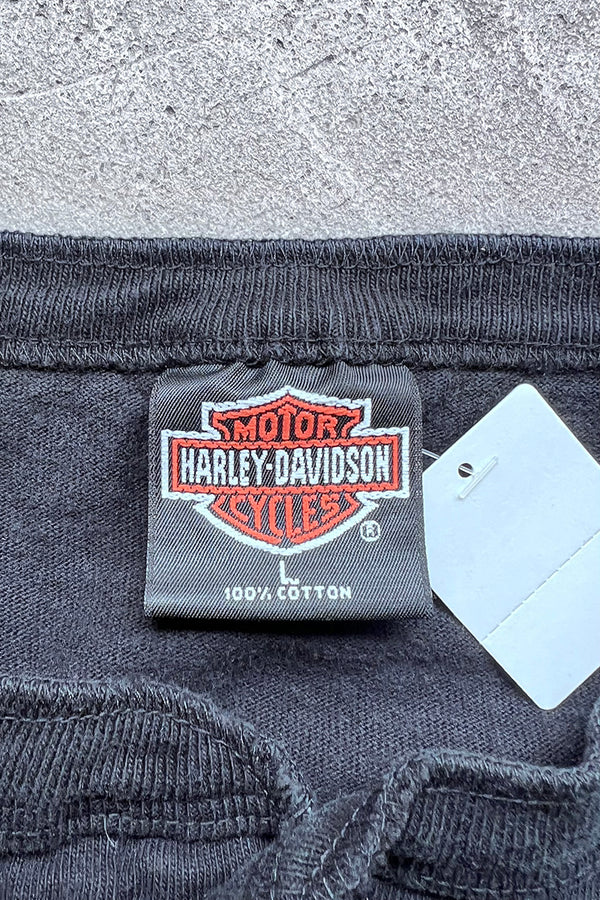 MADE IN USA 95'S HENLEY NECK T-SHIRT / BLACK [SIZE: L USED]