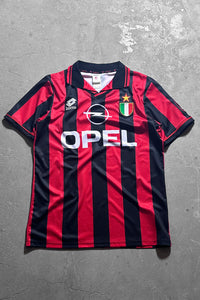 90'S AC MILAN FOOTBALL GAME SHIRT  / RED [SIZE: M USED]
