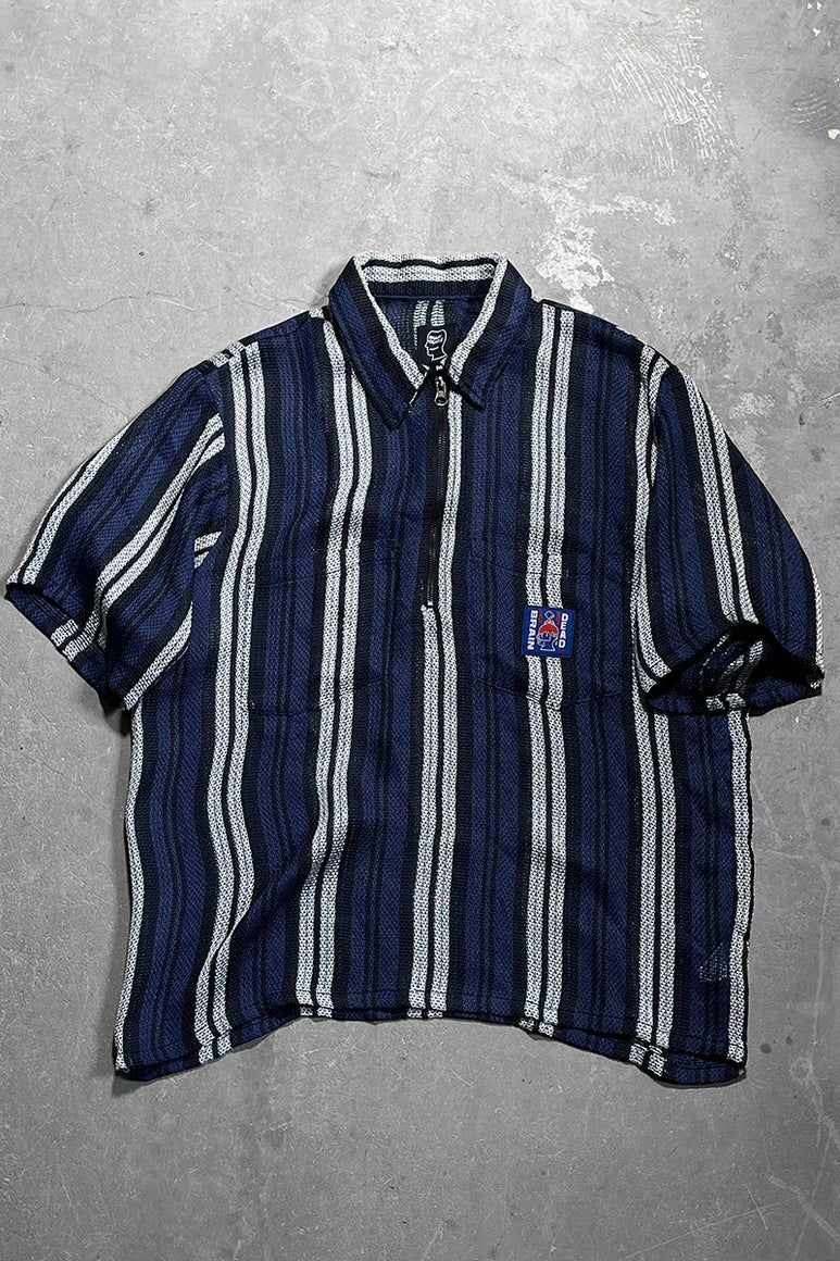 S/S HALF ZIP SHIRT / STRIPE [SIZE: M USED]