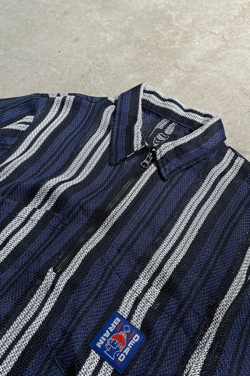 S/S HALF ZIP SHIRT / STRIPE [SIZE: M USED]