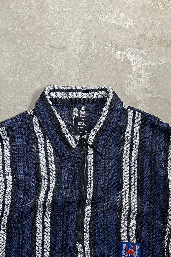 S/S HALF ZIP SHIRT / STRIPE [SIZE: M USED]