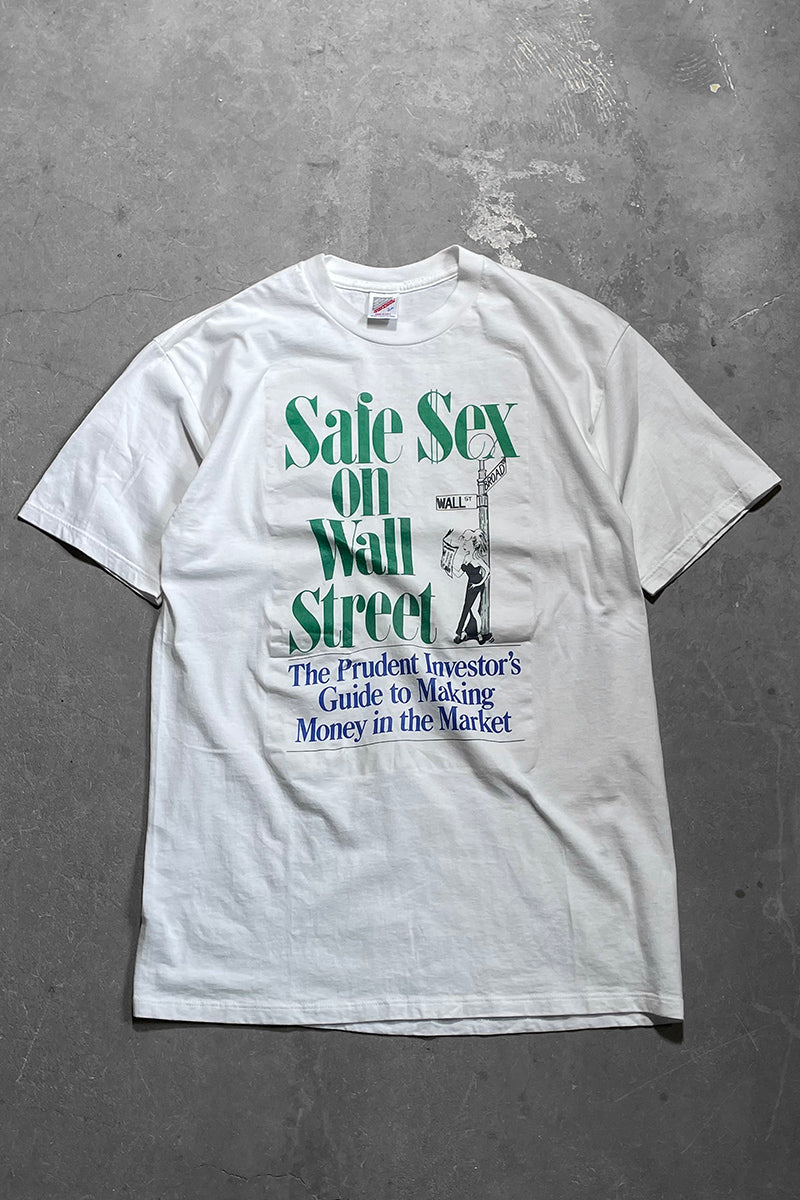 MADE IN USA 90'S SAFE SEX EROTIC T-SHIRT  / WHITE [SIZE: L USED]
