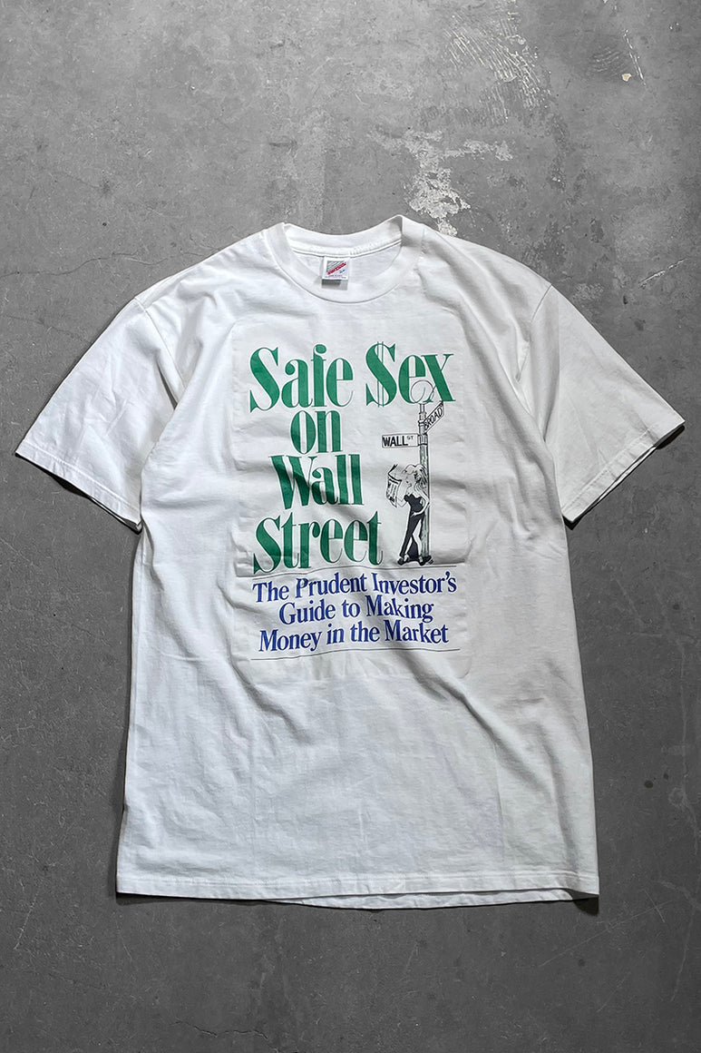 MADE IN USA 90'S SAFE SEX EROTIC T-SHIRT  / WHITE [SIZE: L USED]