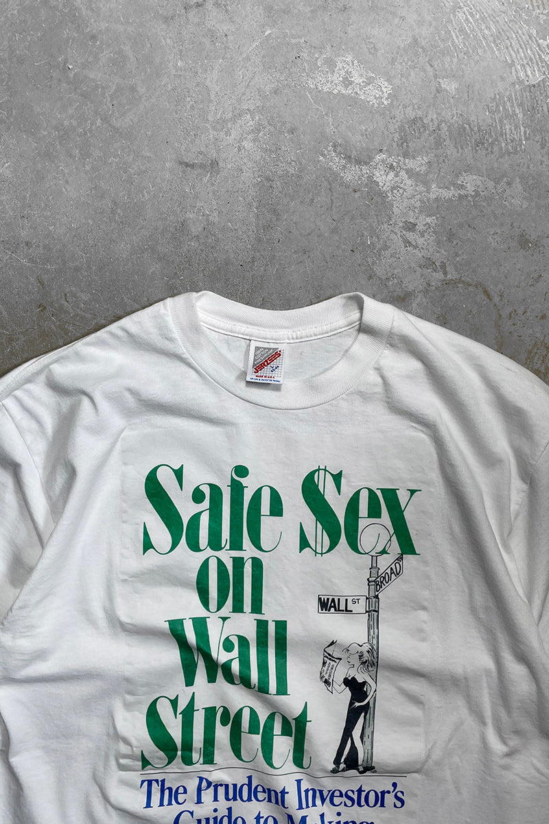 MADE IN USA 90'S SAFE SEX EROTIC T-SHIRT / WHITE [SIZE: L USED]