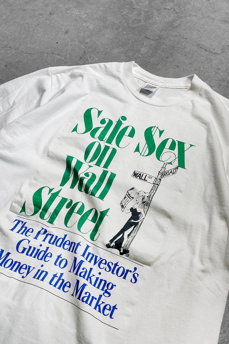 MADE IN USA 90'S SAFE SEX EROTIC T-SHIRT / WHITE [SIZE: L USED]