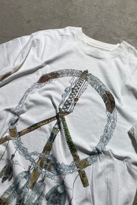 MADE IN USA 93'S PEACE DESIGN T-SHIRT / WHITE [SIZE: L USED]