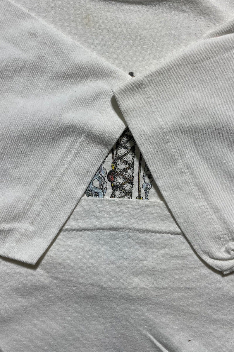 MADE IN USA 93'S PEACE DESIGN T-SHIRT / WHITE [SIZE: L USED]