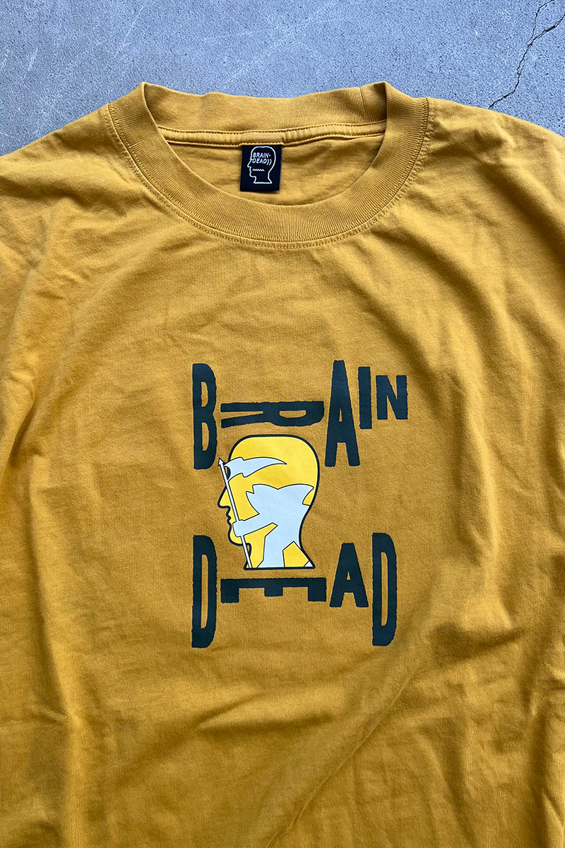 LOGO PRINT T-SHIRT / YELLOW [SIZE: L USED]