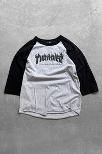 MADE IN MEXICO FLAME LOGO RAGLAN T-SHIRT USA企画品 / BLACK [SIZE: M USED]