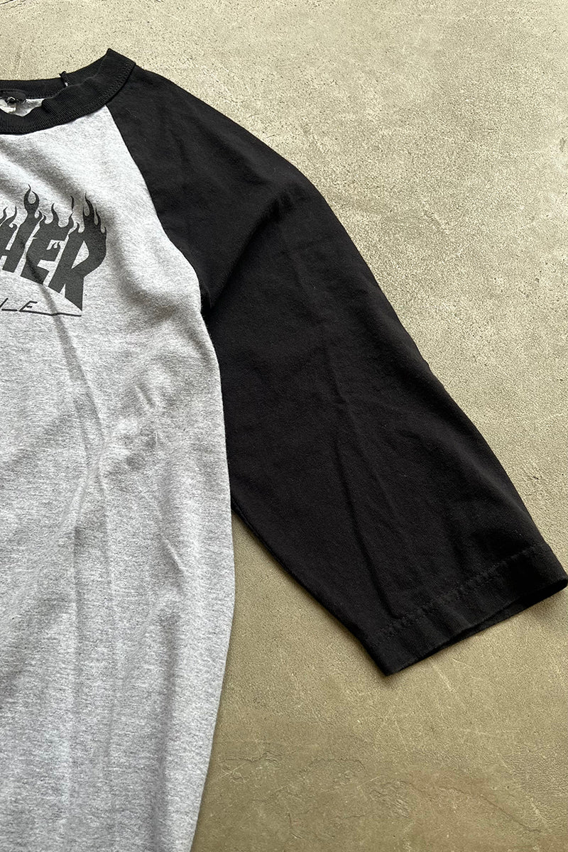 MADE IN MEXICO FLAME LOGO RAGLAN T-SHIRT US planning / BLACK [SIZE: M USED]