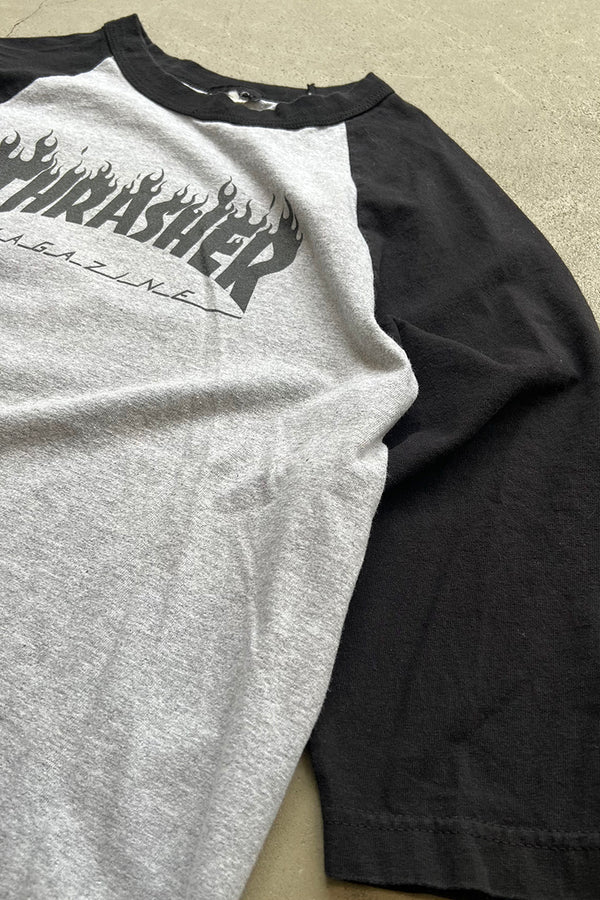 MADE IN MEXICO FLAME LOGO RAGLAN T-SHIRT US planning / BLACK [SIZE: M USED]