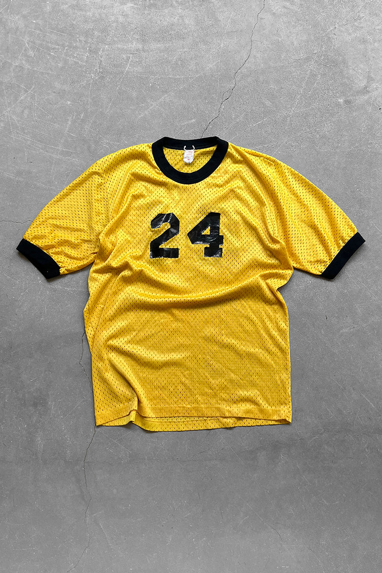 MADE IN USA 80'S MESH GAME T-SHIRT / YELLOW [SIZE: M USED]