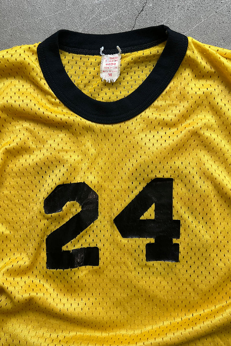 MADE IN USA 80'S MESH GAME T-SHIRT / YELLOW [SIZE: M USED]
