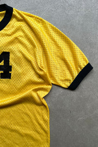 MADE IN USA 80'S MESH GAME T-SHIRT / YELLOW [SIZE: M USED]