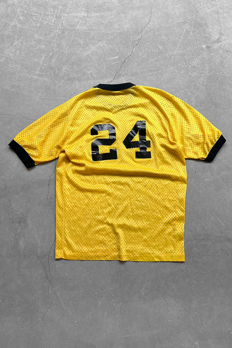 MADE IN USA 80'S MESH GAME T-SHIRT / YELLOW [SIZE: M USED]