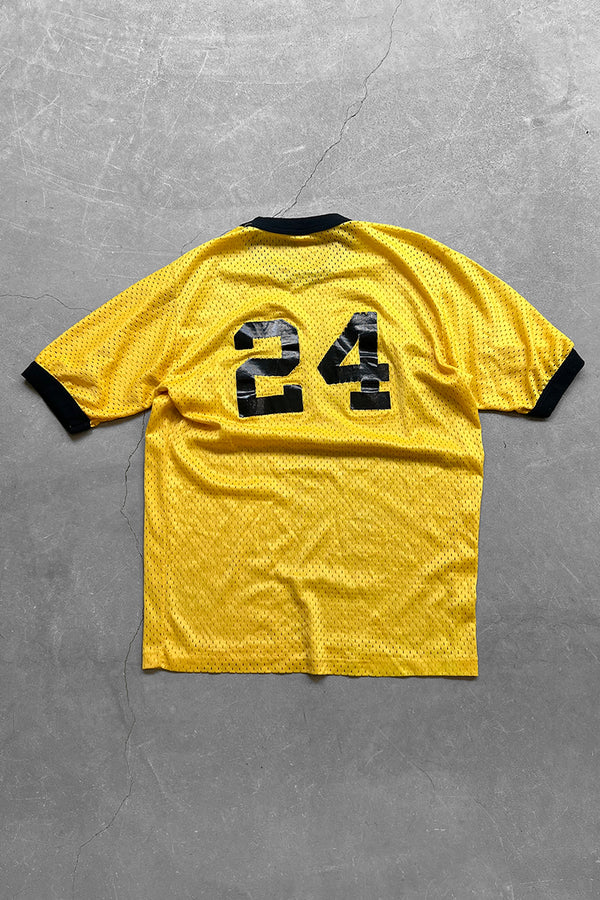 MADE IN USA 80'S MESH GAME T-SHIRT / YELLOW [SIZE: M USED]