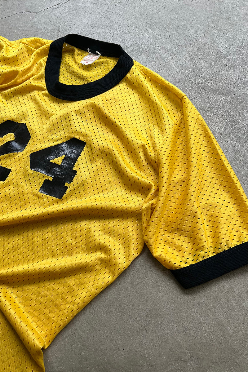MADE IN USA 80'S MESH GAME T-SHIRT / YELLOW [SIZE: M USED]