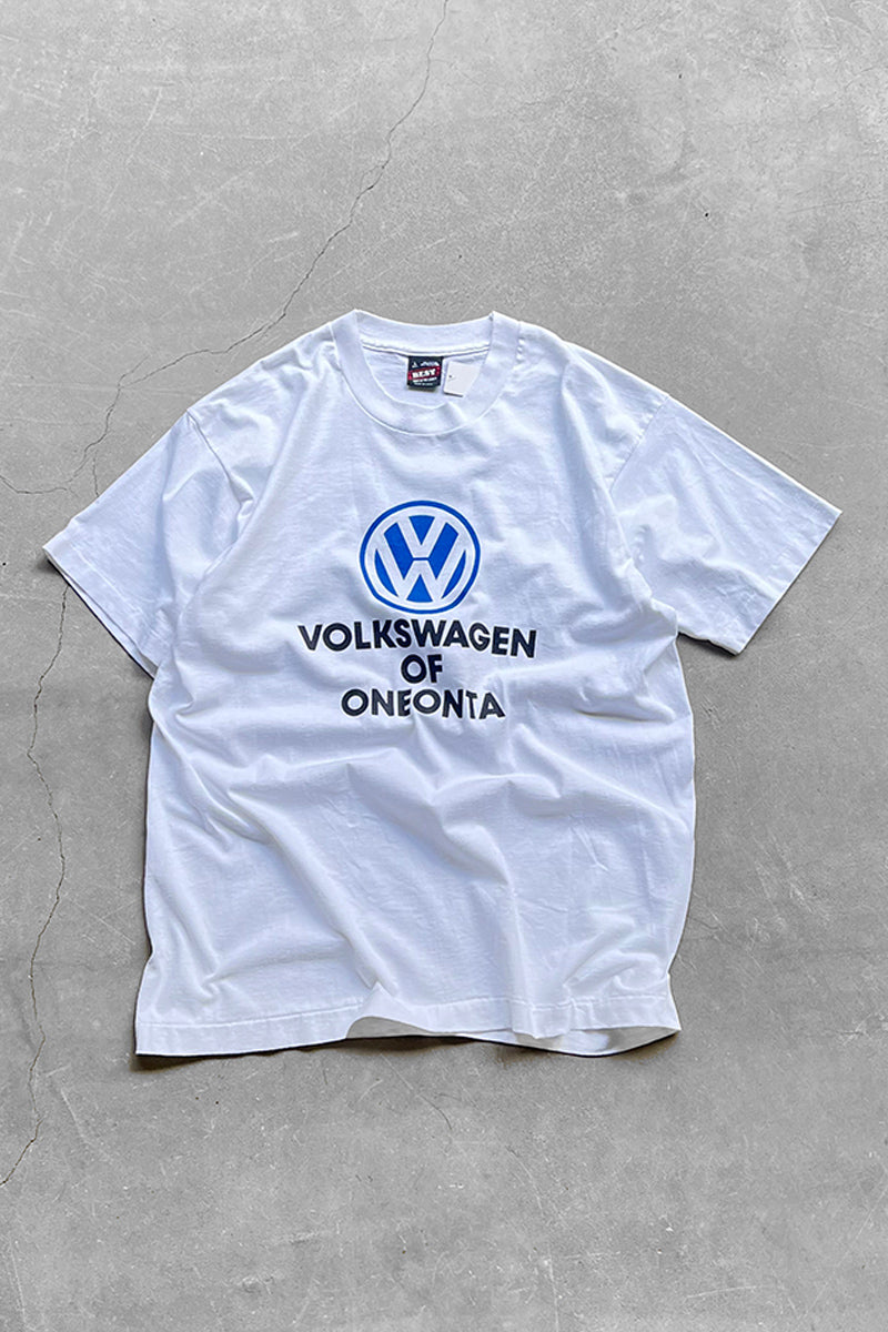 MADE IN USA 90'S VOLKS WAGEN ADVERTISING T-SHIRT / WHITE [SIZE: L USED]