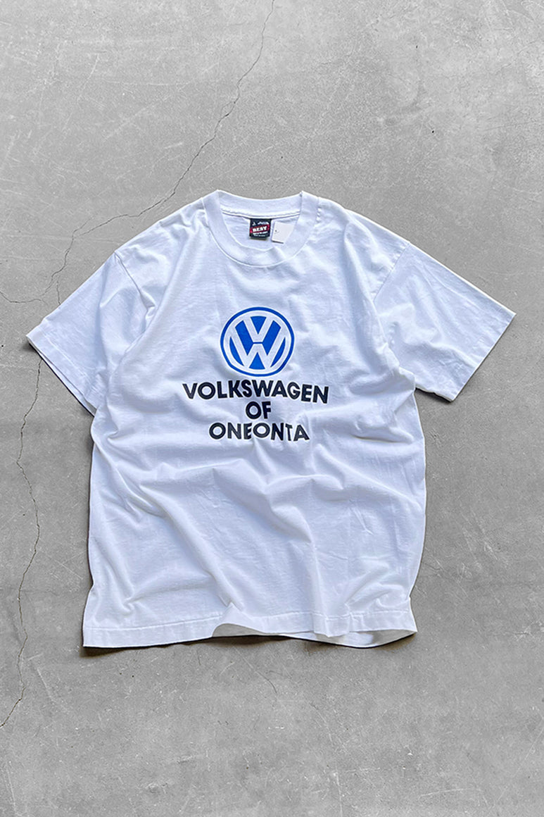 MADE IN USA 90'S VOLKS WAGEN ADVERTISING T-SHIRT / WHITE [SIZE: L USED]