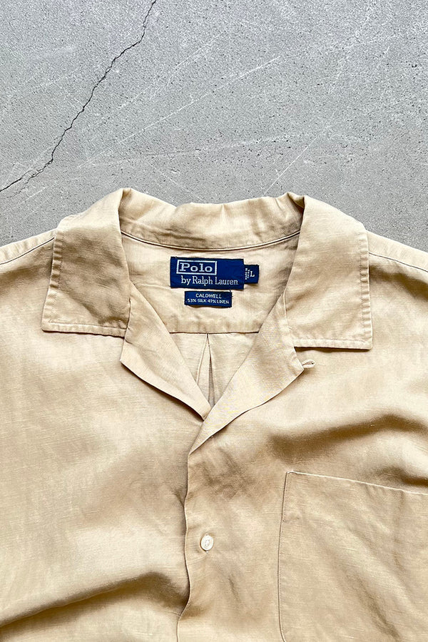 90'S S/S CALDWELL SILK LINEN SHIRT / BEIGE [SIZE: L USED]