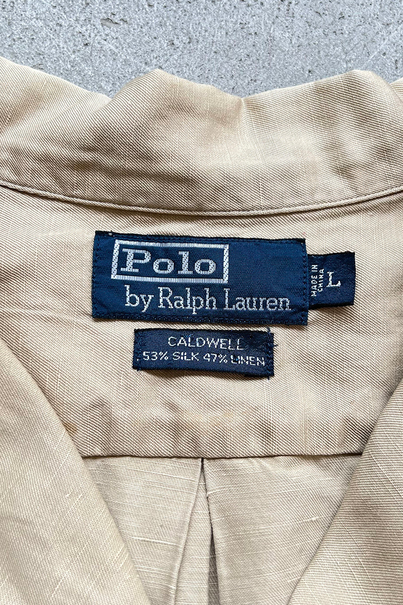 90'S S/S CALDWELL SILK LINEN SHIRT / BEIGE [SIZE: L USED]