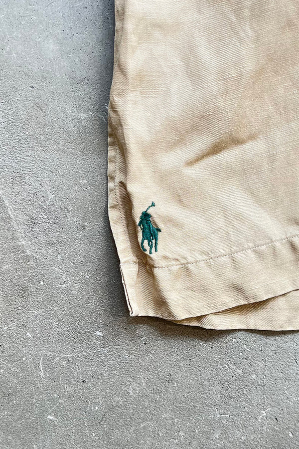 90'S S/S CALDWELL SILK LINEN SHIRT / BEIGE [SIZE: L USED]