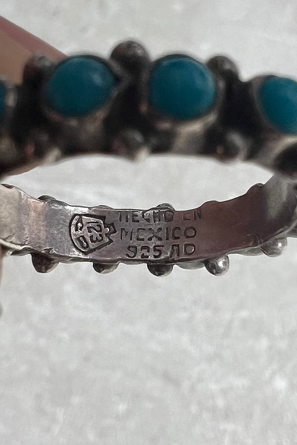MADE IN MEXICO 925 SILVER RING W/TURQUOISE / SILVER [SIZE: US 8 equivalent USED]