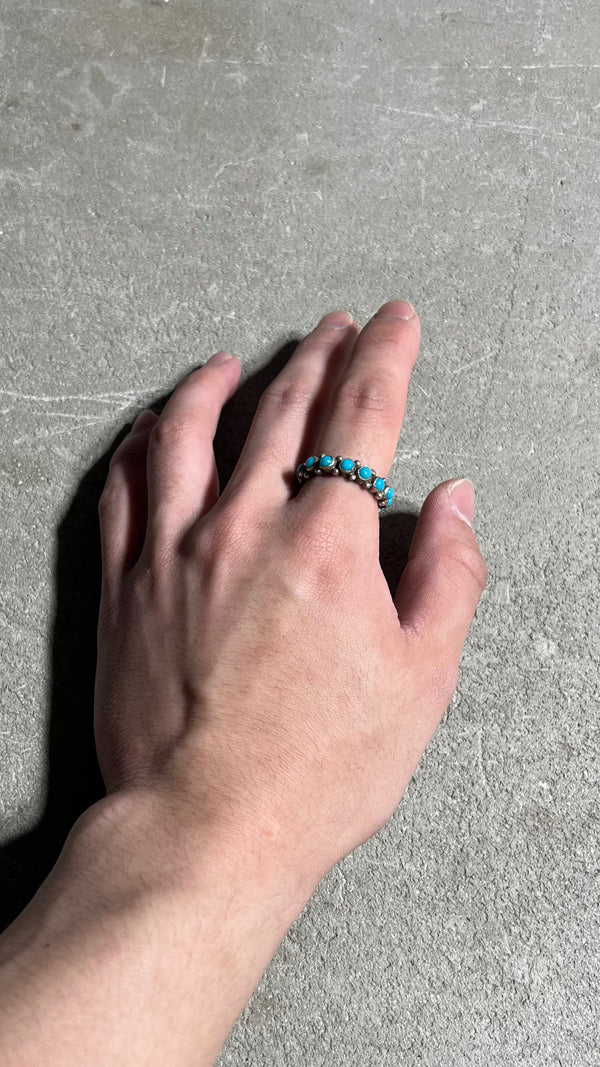 MADE IN MEXICO 925 SILVER RING W/TURQUOISE / SILVER [SIZE: US 8 equivalent USED]