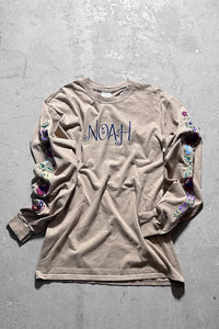 L/S LOGO&FLOWER PRINT T-SHIRT / BEIGE [SIZE: M USED]
