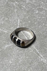 925 SILVER RING W/TIGER EYE ONYX / SILVER [SIZE: 21号相当 USED]