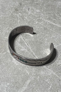 NAVAJO SILVEWR BRACELET W/STONES CHIP INLAY/ SILVER [SIZE: ONE SIZE USED]