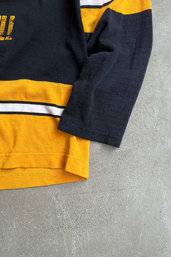 MADE IN USA 70'S L/S V-NECK HOCKEY SHIRT / YELLOW [SIZE: M USED]