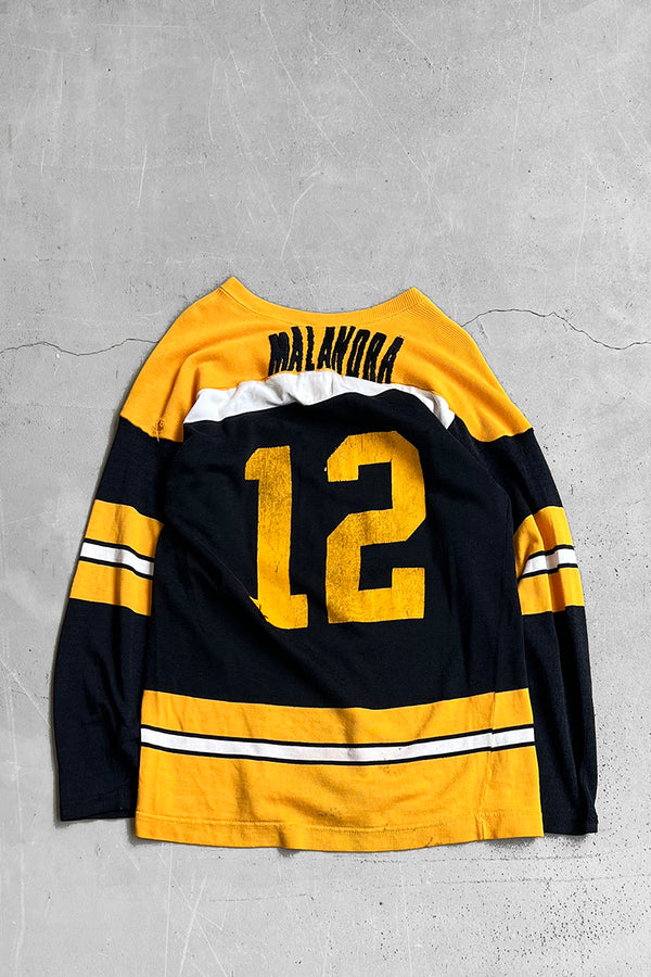 MADE IN USA 70'S L/S V-NECK HOCKEY SHIRT / YELLOW [SIZE: M USED]