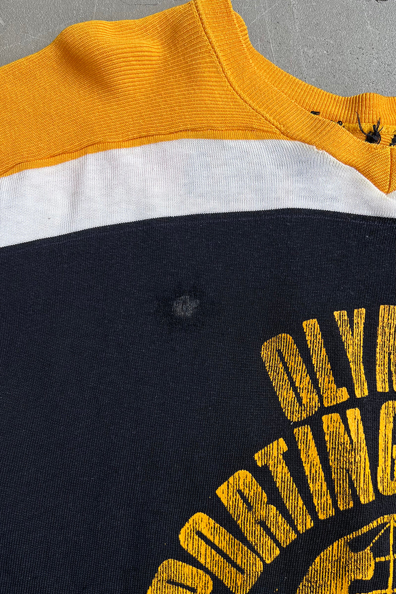 MADE IN USA 70'S L/S V-NECK HOCKEY SHIRT / YELLOW [SIZE: M USED]
