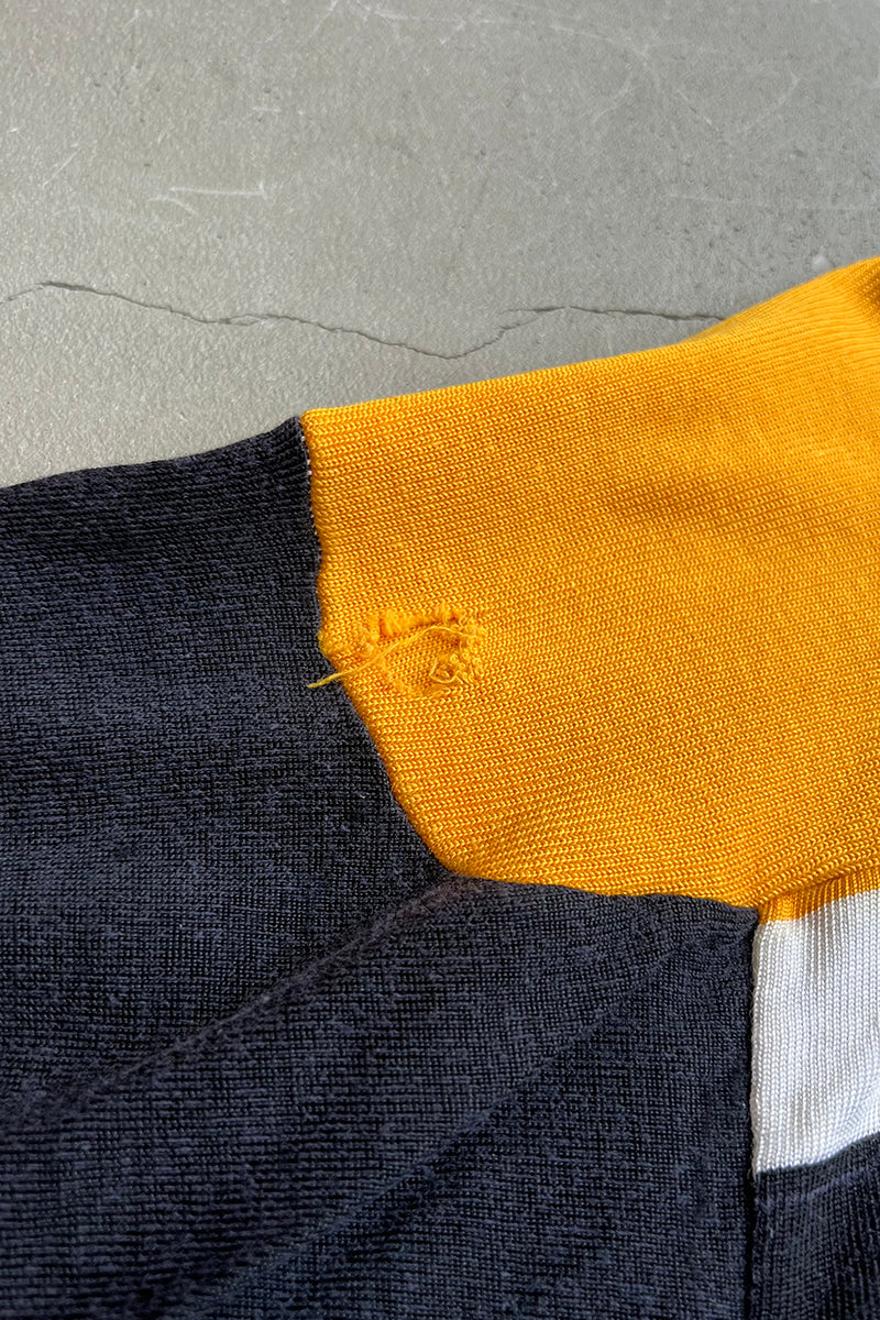 MADE IN USA 70'S L/S V-NECK HOCKEY SHIRT / YELLOW [SIZE: M USED]