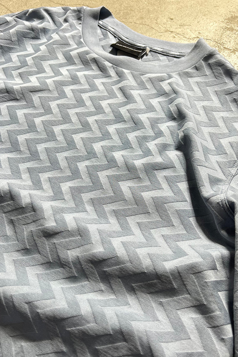 22'S CHEVRON PATTERN T-SHIRT / BLUE [SIZE: M USED]