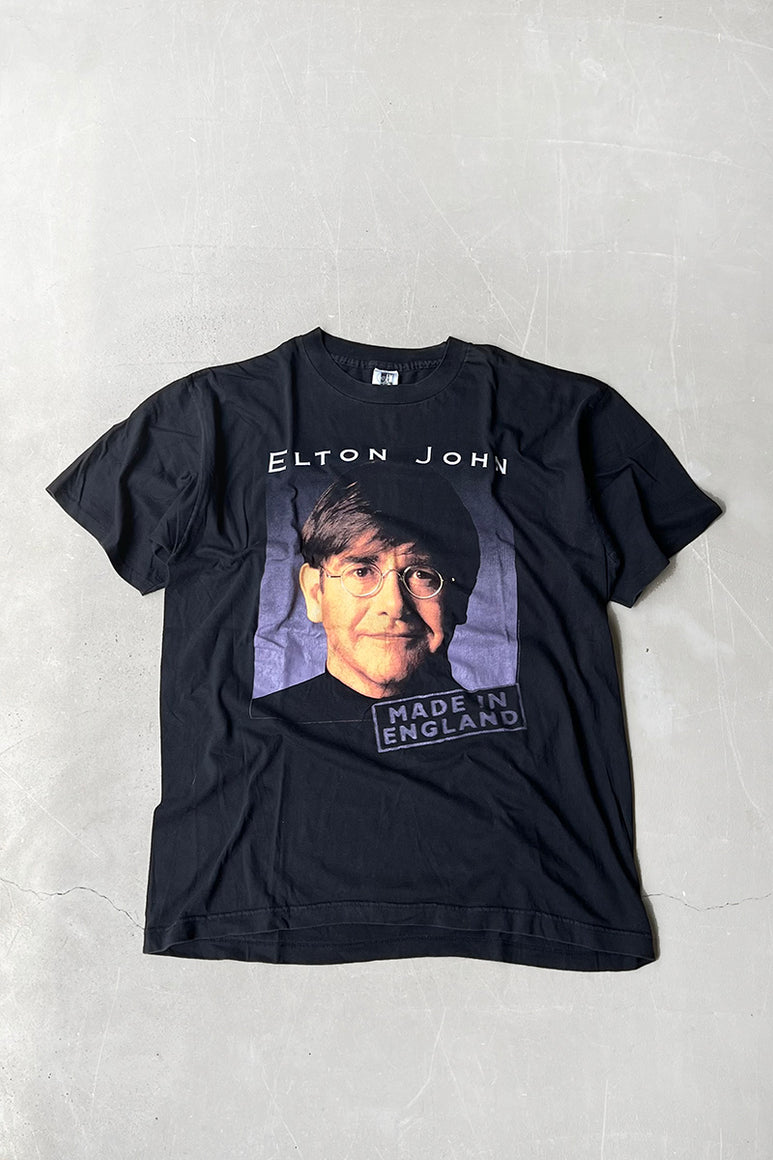 MADE IN USA 90'S ELTON JOHN MUSIC T-SHIRT SINGLE STITCH / BLACK [SIZE: XL USED]
