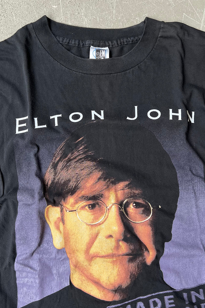 MADE IN USA 90'S ELTON JOHN MUSIC T-SHIRT SINGLE STITCH / BLACK [SIZE: XL USED]
