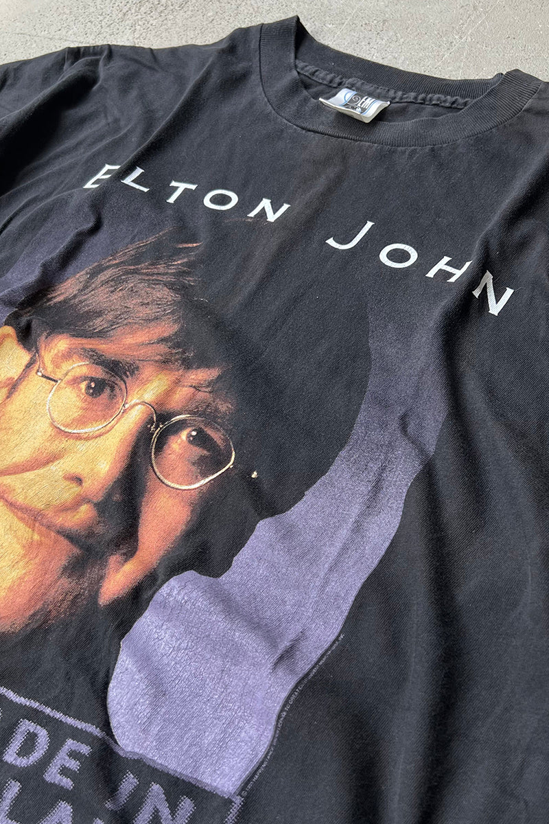 MADE IN USA 90'S ELTON JOHN MUSIC T-SHIRT SINGLE STITCH / BLACK [SIZE: XL USED]