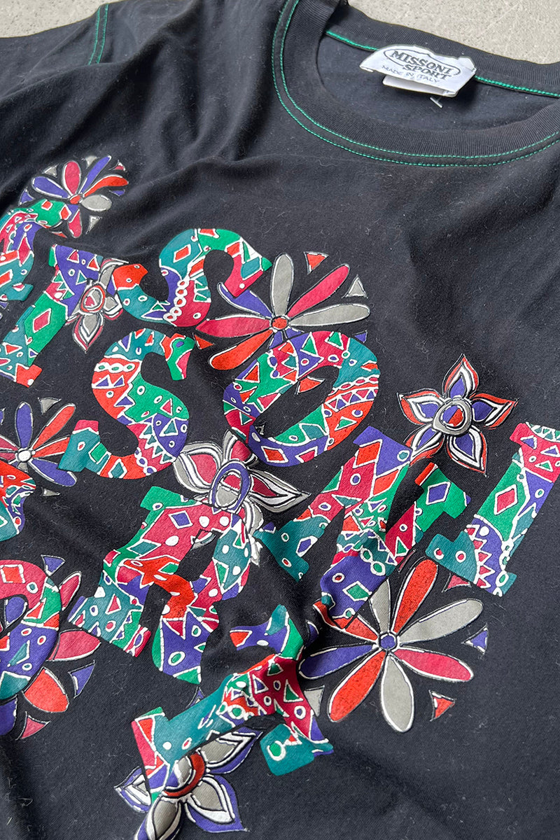 MADE IN ITALY 90'S MULCH PRINT T-SHIRT / BLACK [SIZE: M USED]