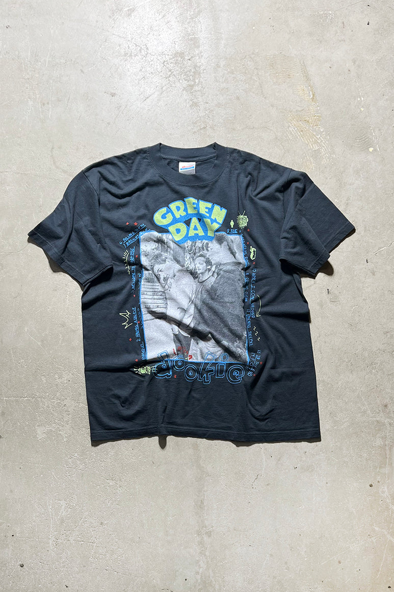 90'S GREEN DAY DOOKIE BAND T-SHIRT / BLACK [SIZE: XL USED]